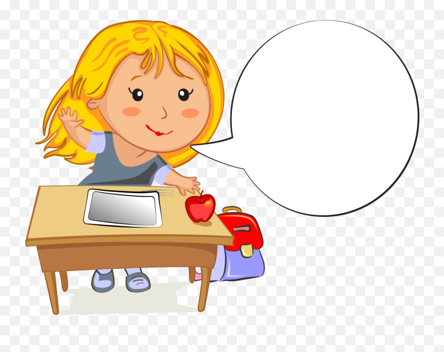 Cartoon Girl - Girl At School Desk Clip Art Png,Desk Transparent Background