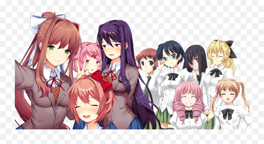 The Group Selfie With Transparent Background As Requested By - Katawa Shoujo Png,Anime Girl Transparent Png