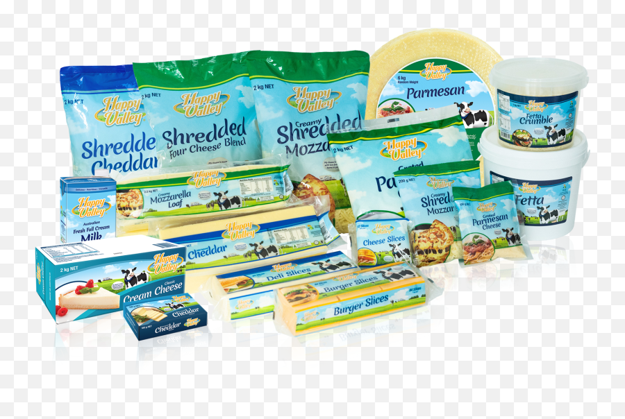 Happy Valley Dairy Products Mozzarella Parmesan Cheddar And - Household Supply Png,Shredded Cheese Png