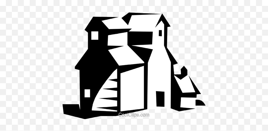 Farm Buildings Royalty Free Vector Clip Art Illustration - Grain Elevator Line Drawing Png,Elevator Icon Vector Free