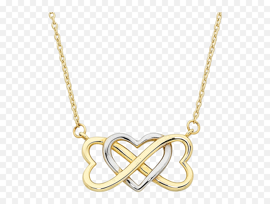 Gold Necklace - Two Tone Gold Heart Necklace 757427 Mm Cable Chain Png,Gold Hearts Png