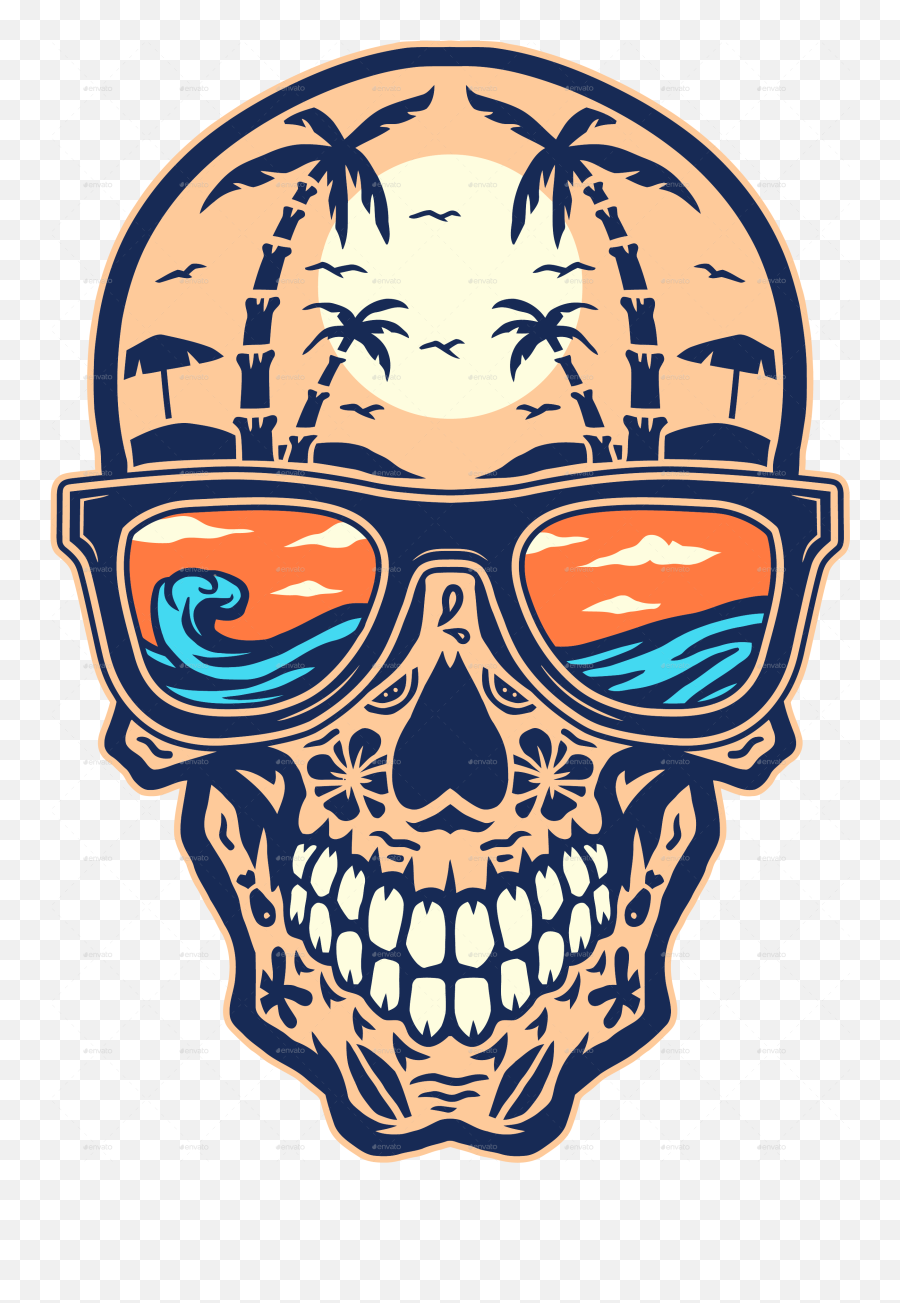Skull Beach - Beach Skull Tattoo Png,Beach Png
