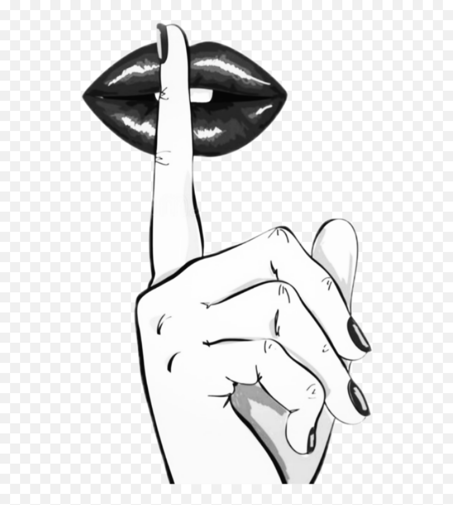 Secret Hush Shh Shhh Sticker Tumblr - Finger On Lips Drawing Png,Shh Png