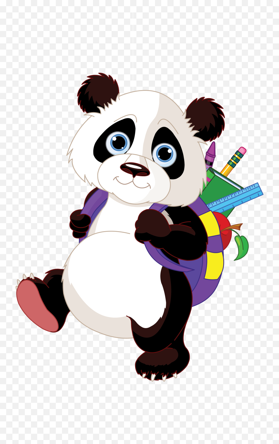 Transparent Background Panda Clipart - School Panda Png,Panda Transparent Background