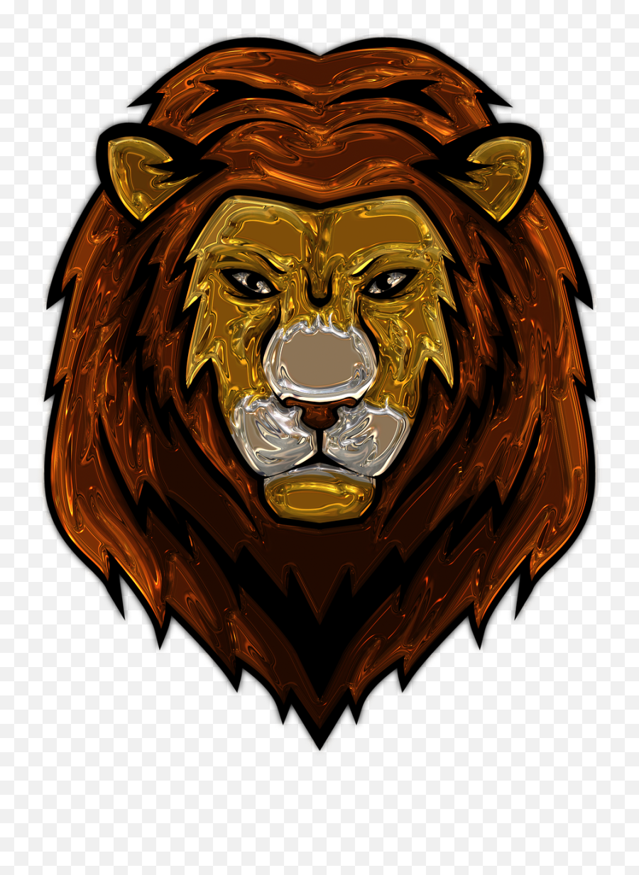 Lion Head Metallizer Art - Free Image On Pixabay Gambar Kepala Singa Kartun Png,Lion Face Png