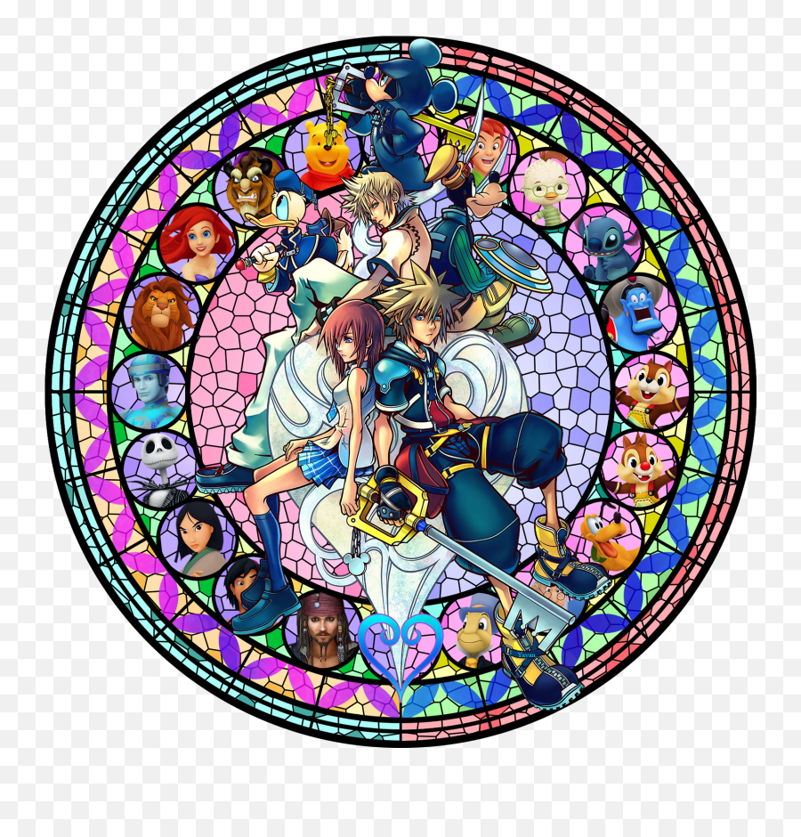 Kingdom Hearts 2 Poster Clipart - Full Size Clipart Kingdom Hearts Stained Glass Window Png,Kingdom Hearts 2 Logo