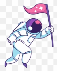 Astronaut Holding Flag Cartoon - Transparent Png U0026 Svg Animated Astronaut Cartoon Png,Astronaut Transparent