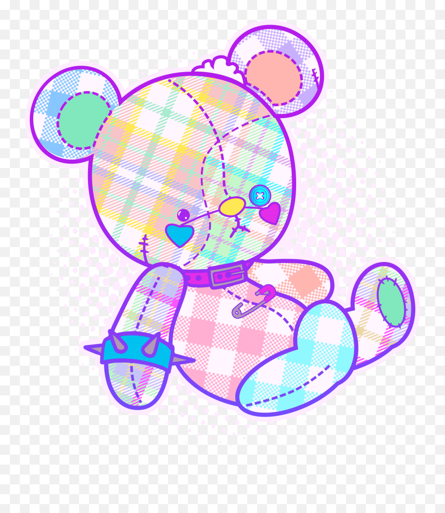 Pastel Kawaii Cute Goth Punk Teddy Bear Trucker Hat Png Icon