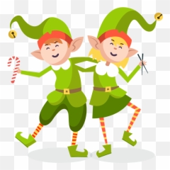 Two Christmas Elves Holding Each Otheru0027s Shoulders Png