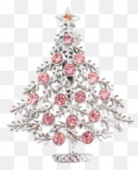 Download Vintage Pink Rhinestone Christmas Tree Signed - Ornament png
