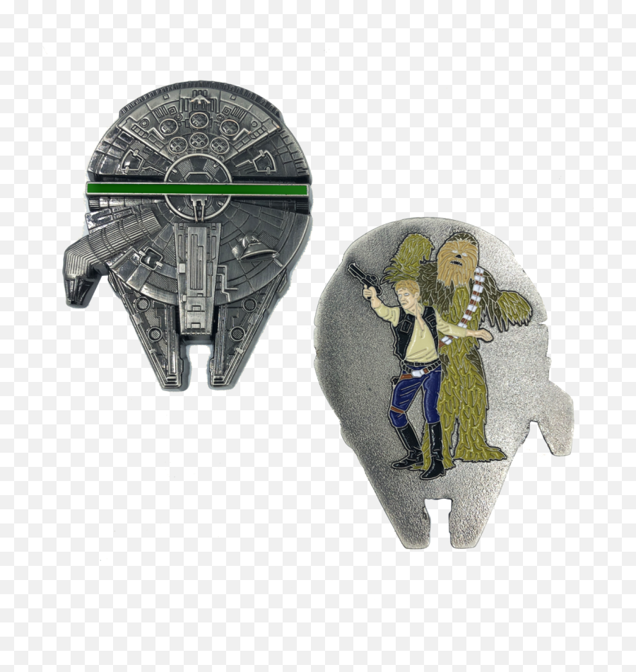 Jj - 005 Thin Green Line Millenium Falcon Chewbacca Han Solo Star Wars Inspired Challenge Coin Sheriff Army Border Patrol Security Army Storm Trooper Illustration Png,Millenium Falcon Png