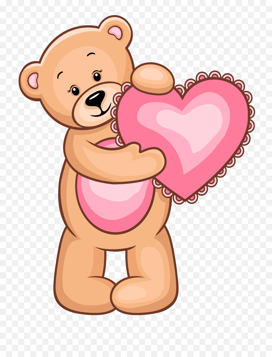 Day Cartoon Pink Cheek For Teddy Bear - Teddy Bear With Heart Clipart Png,Valentines Day Transparent