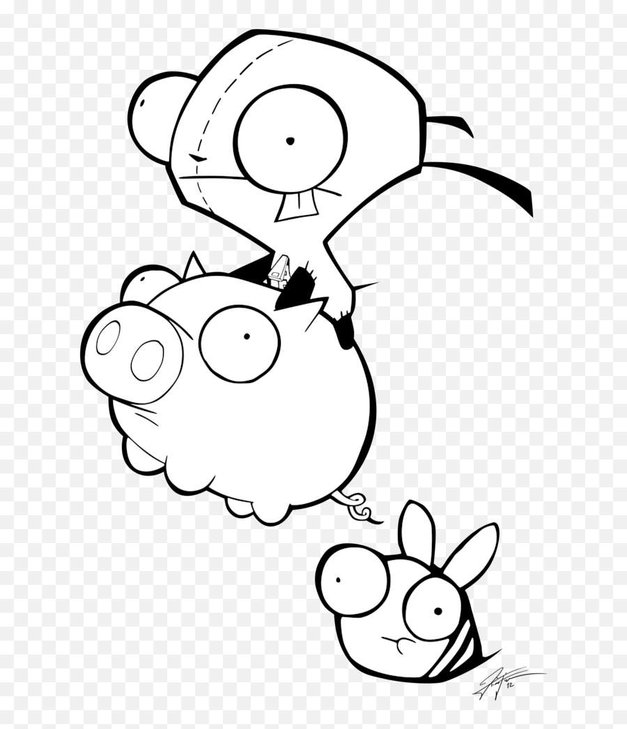 Invader Zim Coloring Page - Coloring Home Invader Zim Gir And Piggy Png,Invader Zim Png