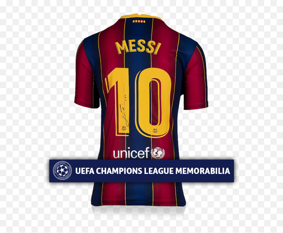 Lionel Messi Official Uefa Champions League Back Signed Fc Barcelona 2020 - 21 Home Shirt Unicef Uk Png,Barcelona Fc Logo Icon