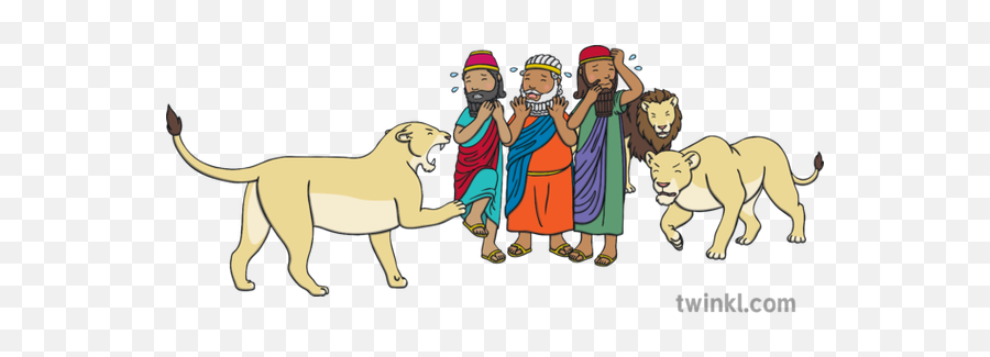 Babylonian Governors Surrounded By Angry Lions Illustration - Cartoon Png,Lions Png
