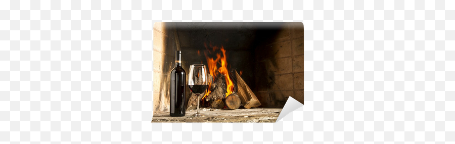 Wall Mural Copa De Vino Tino Con Fuego Chimenea Fondo - Wines Winter Png,Heatilator Icon 80