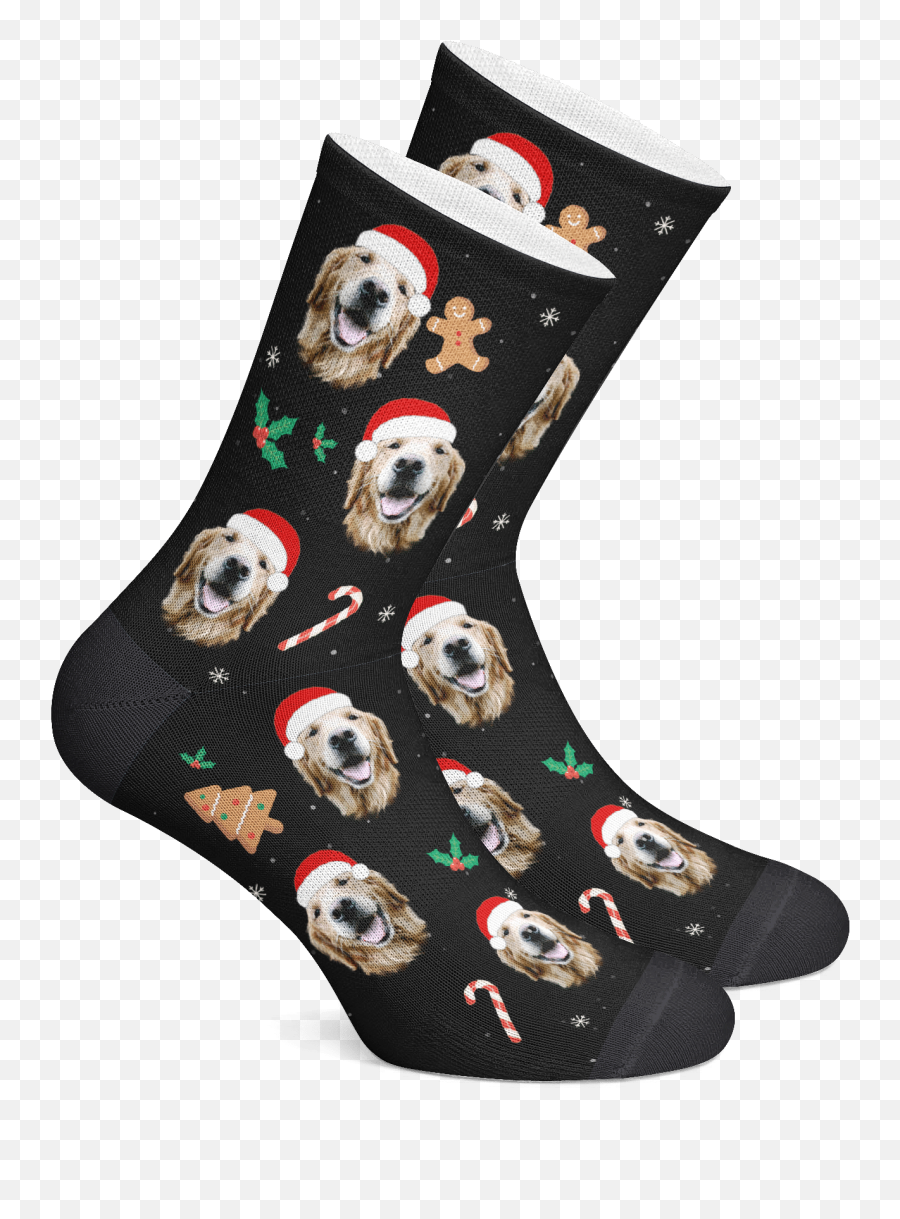 Custom Photo Socks - Santa Hats Put Any Face Person Cat Or Dog Chaussettes Visage Png,Santa Hats Transparent