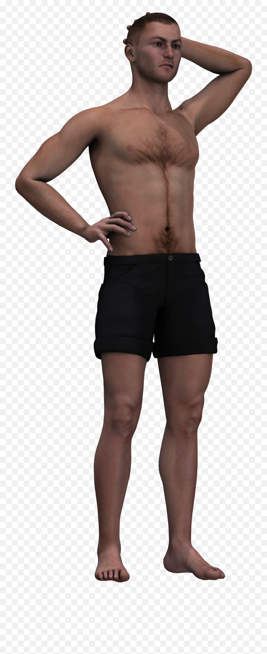 Man In Shorts And With A Naked Torso - Person Standing Png Shorts,Torso Png
