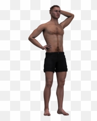 Man In Shorts And With A Naked Torso - Person Standing Png Shorts,Torso Png