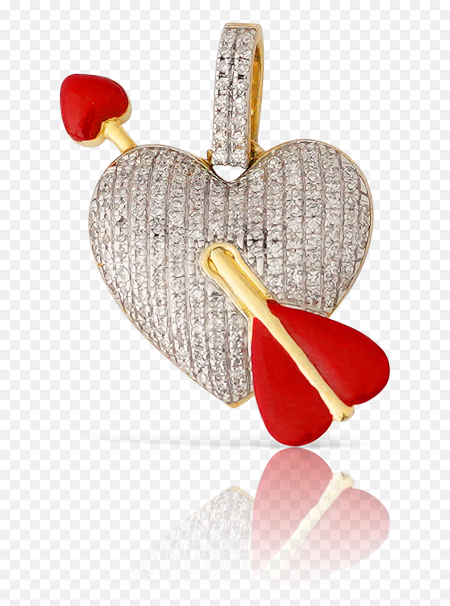 10k Yellow Gold Bubble Arrow Heart 033ct Comes With Rope Chain - Heart Png,Gold Arrow Png