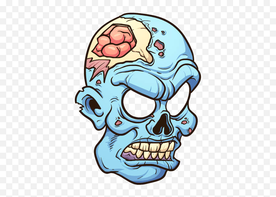Зомби ест мозг. Череп мультяшный. Мультяшная голова зомби.