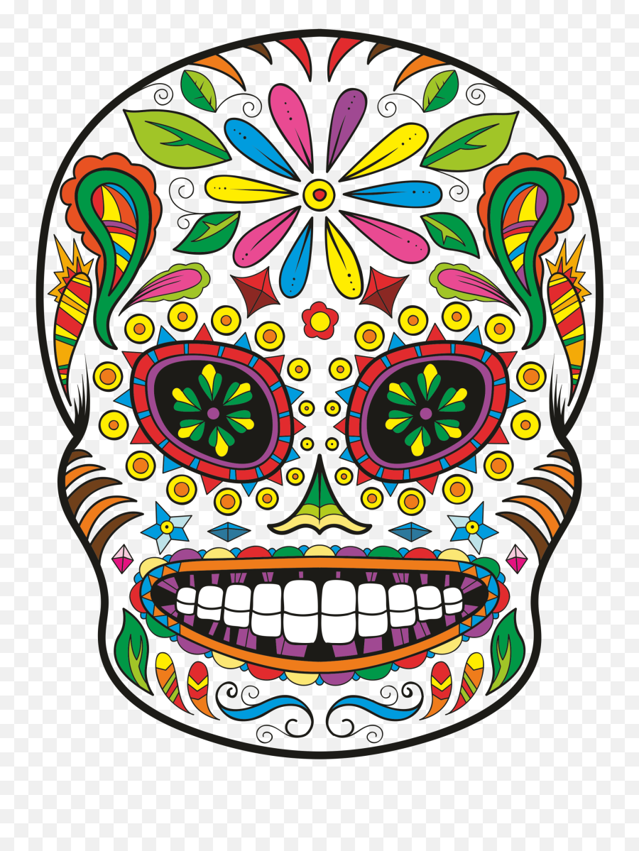 Dead Skull Sticker Decal - Colorful Sugar Skull Designs Png,Calavera Png