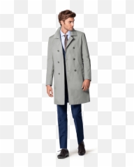 Grey Double Breasted Trench Coat - Man In Trench Coat Png,Trench Coat Png