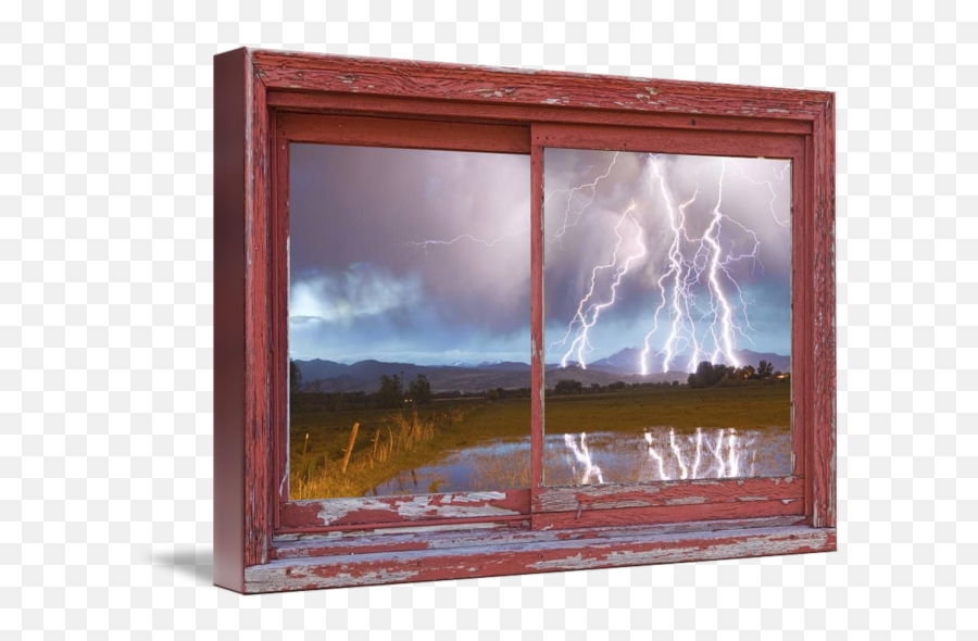 Longs Peak Lightning Barn Picture Window Frame Art By James - Longs Peak Png,Window Frame Png