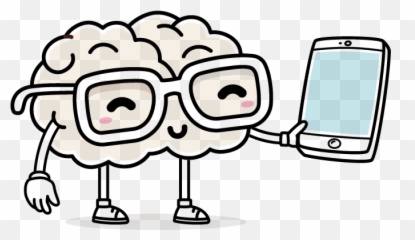 Brain Holding Smartphone - Cartoon With No Background Transparent png