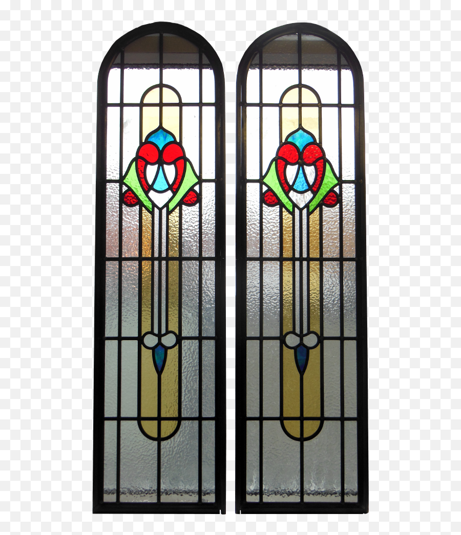 Art Nouveau Torches Stained Glass - Solid Png,Glass Panel Png
