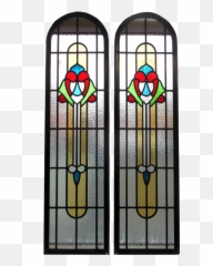 Art Nouveau Torches Stained Glass - Solid Png,Glass Panel Png