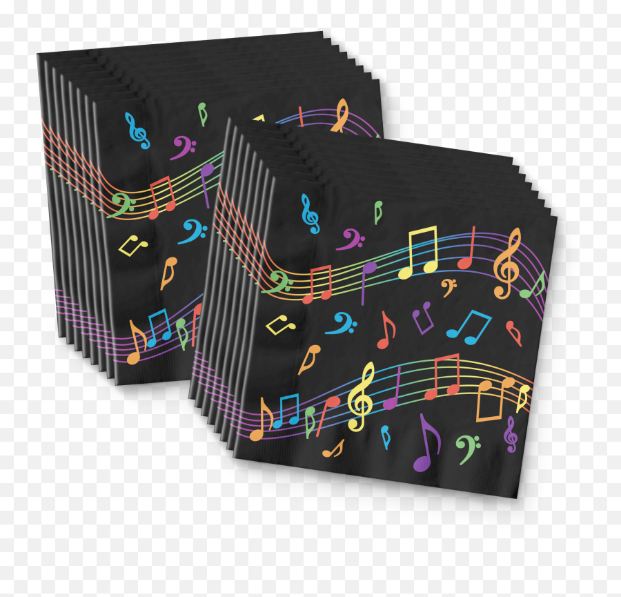 Colorful Music Notes Birthday Party Tableware Kit For 16 - Horizontal Png,Colorful Musical Notes Png