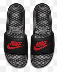 Nike Benassi Just Do It - Black And Red Slides png