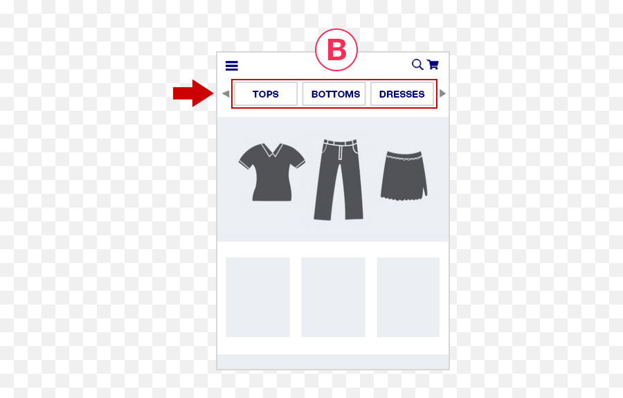 The Link Bar An Ecommerce Mobile Homepage Navigation - Short Sleeve Png,Hamburger Icon Html