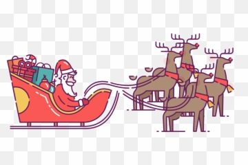 Santa Sleigh Pulled Reindeer - With Icon Png