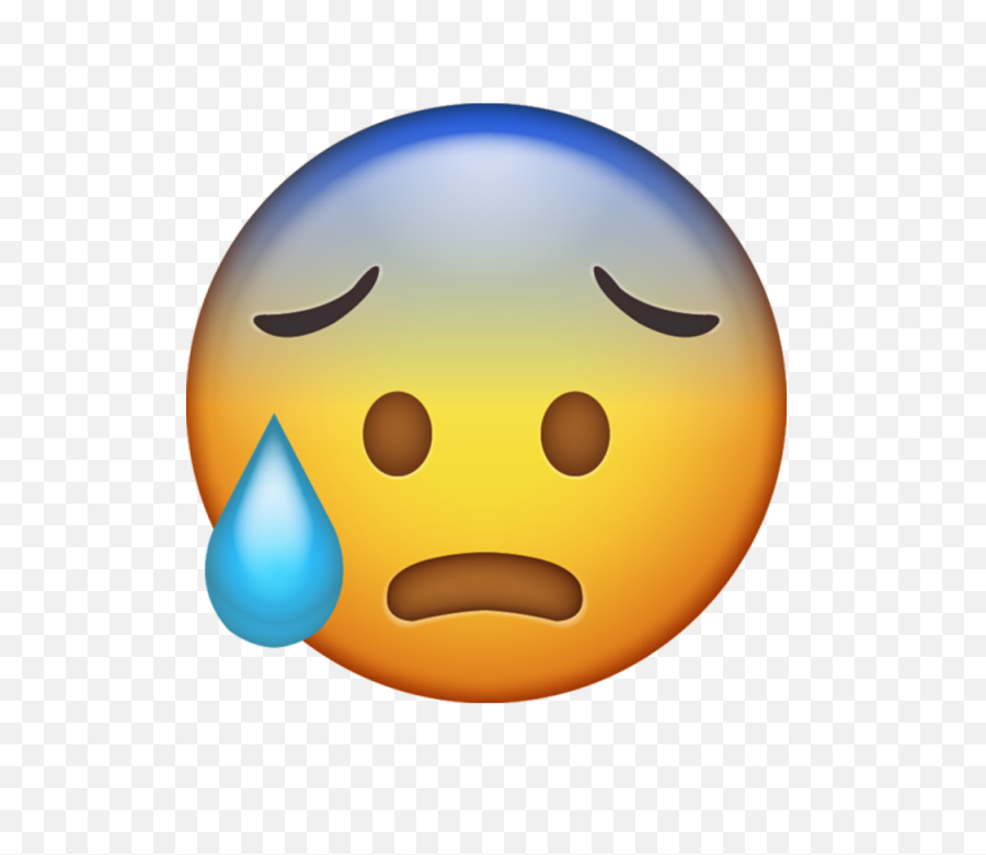 Download Cold Sweat Iphone Emoji Image - Nervous Emoji Png,Shocked Emoji Transparent