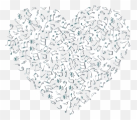 Silver Musical Heart 4 No Background - Openclipart Transparent Notes png