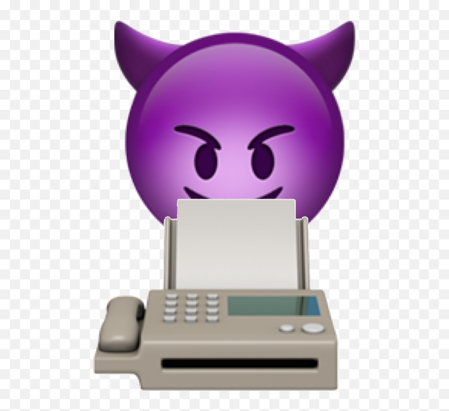 Download Evil Face Hovering Over Fax Machine - Emoji Iphone Fax Emoji Iphone Png,Demon Face Png
