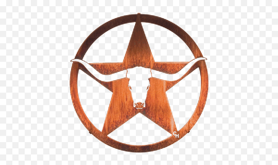 Metal Wall Sculpture Western Art - Western Star Clipart Png,Longhorn Cattle Icon