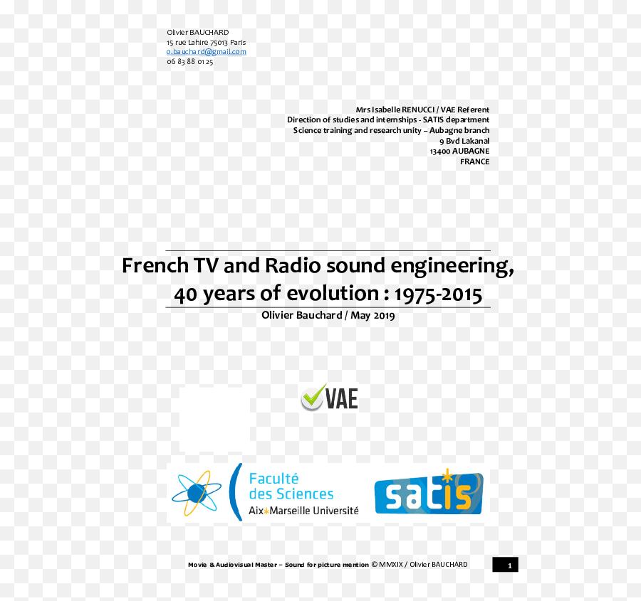 Pdf Olivier Bauchard French Tv And Radio Sound Engineering - Satis Png,Icon Pop Quiz Tv And Film Level 3