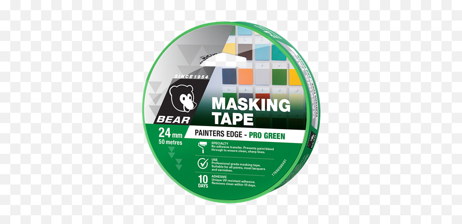 Bear Tape 24mm X 50m Green Painters Edge Masking - Masking Tape Png,Masking Tape Png