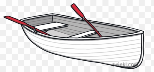 White Rowing Boat With Red Oars Illustration - Twinkl Twinkl Boat Png,Row Boat Png