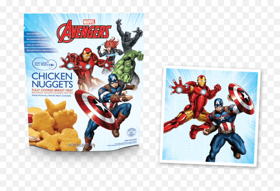 Marvelu0027s Avengers Super Shaped Nuggets - Golden Platter Avengers Chicken Nuggets Png,Chicken Nugget Transparent