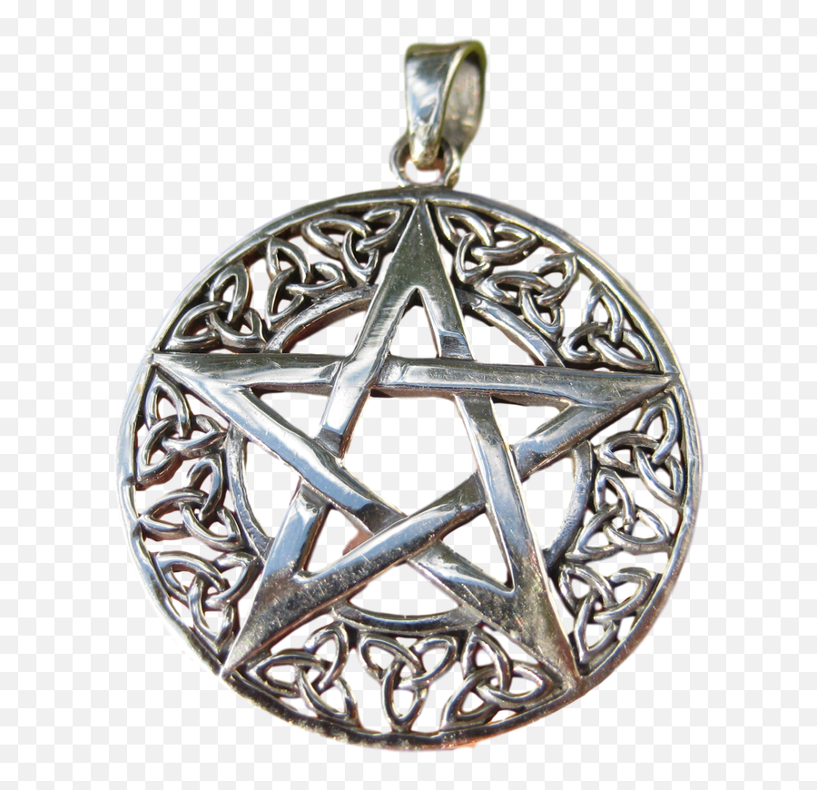 925 Sterling Silver Wicca Pentagram Pendant Necklace Magic A43 - Solid Png,Satanic Pentagram Png