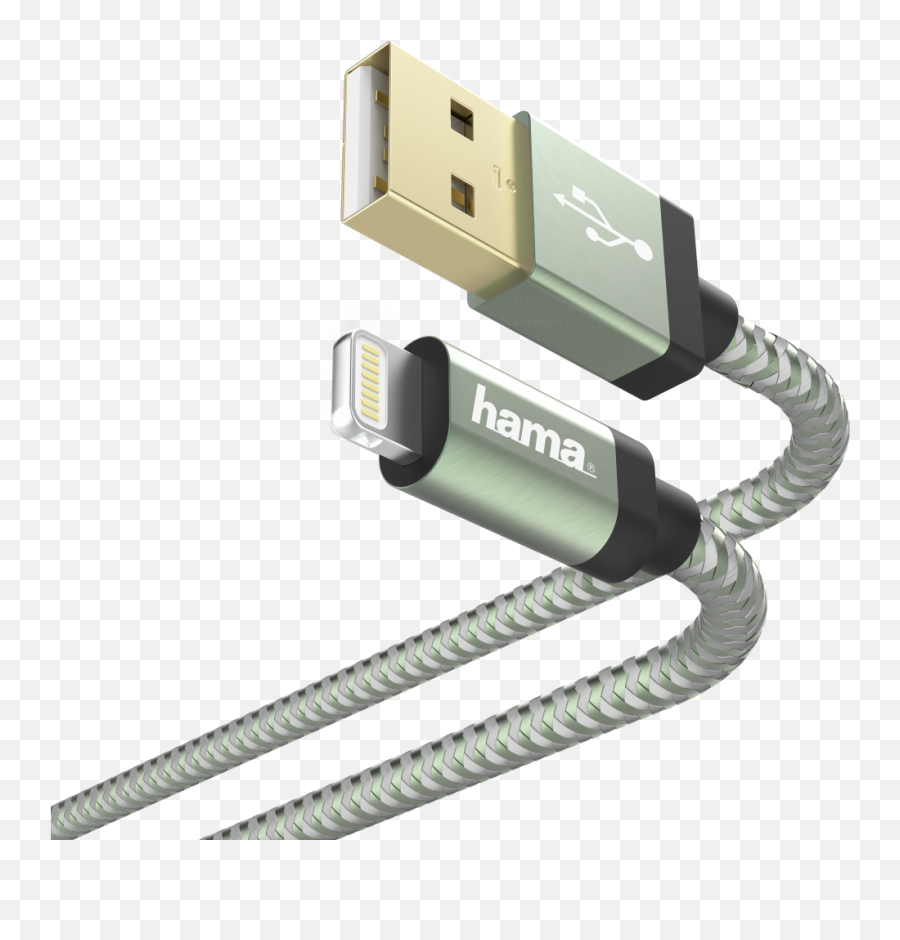 00187237 Hama Reflective Chargingdata Cable Usb - A Portable Png,Green Lightning Png