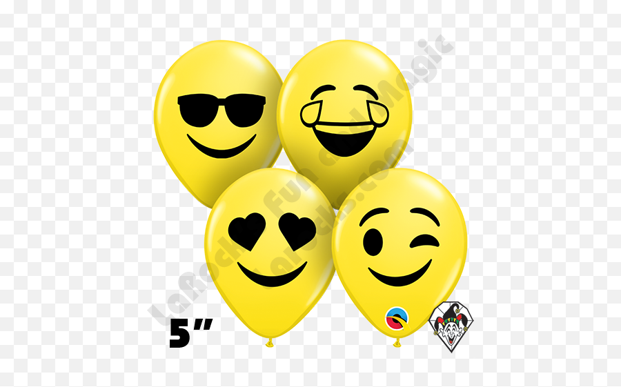 5 Inch Round Assortment Smiley Emoji Face Balloons Qualatex 100ct - Emoji Balloon Face Png,Smiley Emoji Png