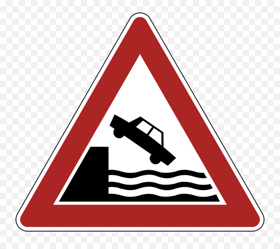 Slippery Road Warning Sign Transparent Png - Stickpng River Banks Traffic Sign,Warning Sign Png