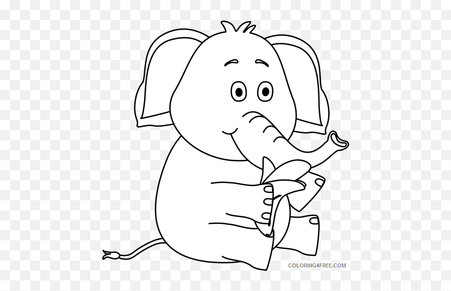 Black And White Elephant Coloring Pages Art Http Printable - Elephant Eating Clipart Black And White Png,White Elephant Png