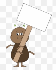 Ant With A Blank Sign Clip Art - Image Holding png