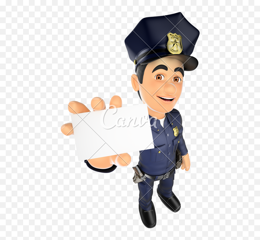 3d Policeman With A Blank Card - 3d Realistic Friendly Policia 3d Png,Policeman Png